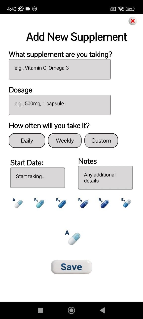 Add supplement screen